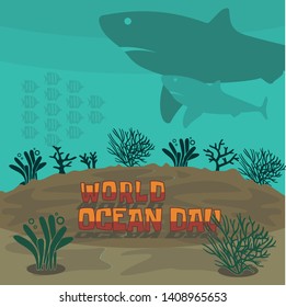 Vector for World Ocean Day with Undersea Design