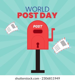 Vector world post day with flying mail paper