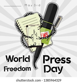 Vector for World Press Freedom Day with Object was Chained