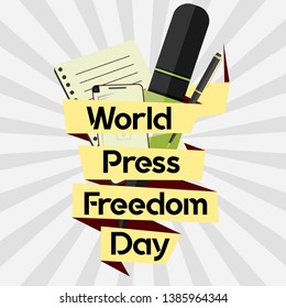 Vector for World Press Freedom Day with Object ribbon