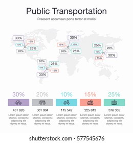Vector world public transportation info graphic template for presentation.