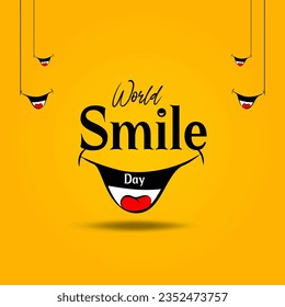 Antecedentes de la celebración del Día Mundial de la Sonrisa Vector. Sonreír con una cara sonriente.