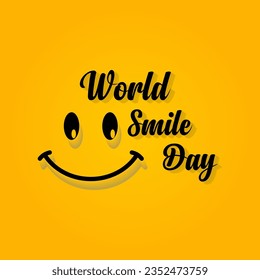 Vector World smile day event celebration background. Smile day lettering with a smiling face.