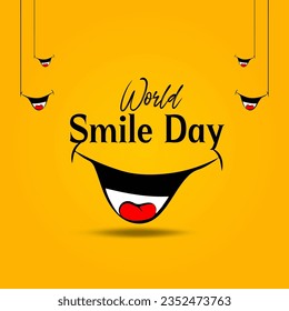 Vector World smile day event celebration background. Smile day lettering with a smiling face.