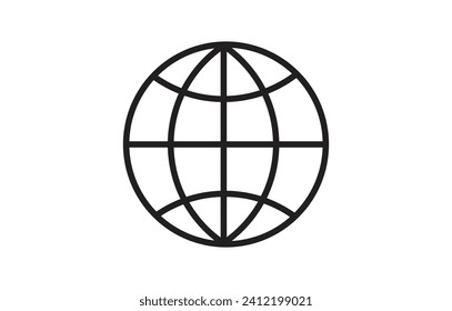 Vector world symbol global line icon planet sign isolated on white background