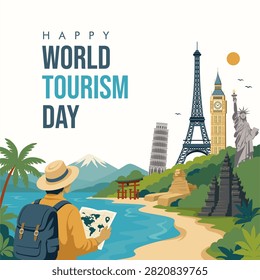 vector world tourism day poster template