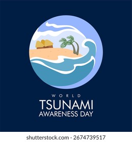 vector world tsunami awareness day poster template