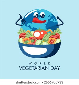 Plantilla de póster del Día Mundial del Vector Vegetariano