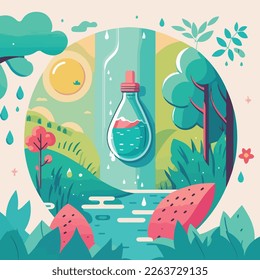 Vector the world water day. Save water save the earth. Vector illustration