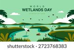 vector world wetlands day background template