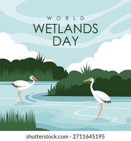 Plantilla de fondo del Día Mundial de los Humedales de Vector