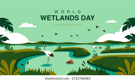 vector world wetlands day background template