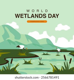 vector world wetlands day poster template