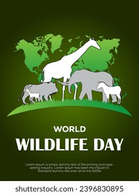 Vector world wildlife day hand drawn background design.