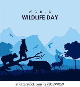 Vetor World Wildlife Day Modelo de cartaz