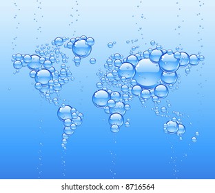 Vector worldmap made of bubbles