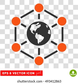 Vector Worldwide Internet EPS vector icon. Illustration style is flat iconic bicolor orange and gray symbol on a transparent background.