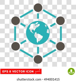 Vector Worldwide Internet EPS vector icon. Illustration style is flat iconic bicolor grey and cyan symbol on a transparent background.