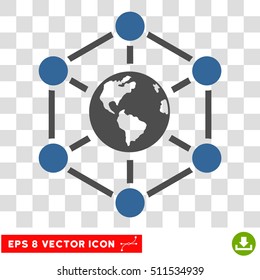 Vector Worldwide Internet EPS vector pictogram. Illustration style is flat iconic bicolor cobalt and gray symbol on a transparent background.