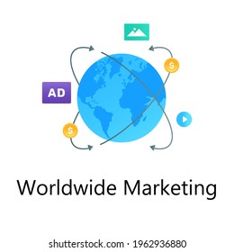 A vector of worldwide marketing in modern flat gradient style 