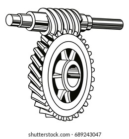 Vector worm gear mechanism isolated on white background.