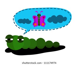 Vector - Worm.A green warm want to be a butterfly.