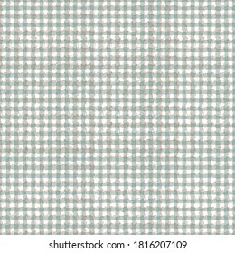 Vector woven cotton effect seamless pattern background. Dense painterly plaid weave grid backdrop. Repeat gingham mid century fabric style. Neutral color palette burlap cloth all over print