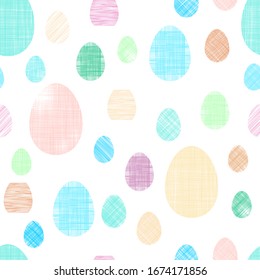 Vektorillustration Gewebe Textur mit Ziereiern. Osterferien nahtlose Muster von Textilien. Wiederholung der Leinenstruktur für Scrapbooking, Geschenkverpackung und Wallpaper.