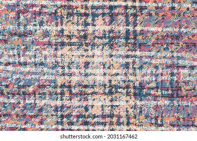 Vector woven seamless texture. Vertical and horizontal intersecting lines. Abstract Black, pink, blue and yellow texture background.