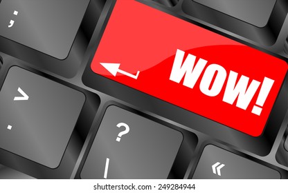 vector wow button on computer keyboard key