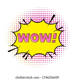 Vector WOW Lettering. Comics Book Background. Colorful Halftone Pattern. Cartoon Speech Bubble. Dotted Texture.