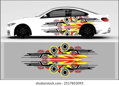 design de carro de envoltório de vetores, decalque de carro, com padrões de linha únicos, meu próprio trabalho, não ai gerado