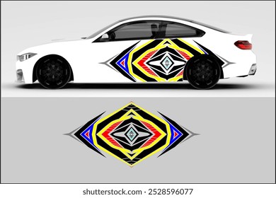 vector wrap car design, car decal with unique line pattern and bright colors, my own work, not ai generated