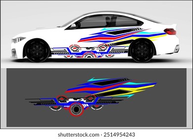vector wrap car design with unique line pattern and bright colors