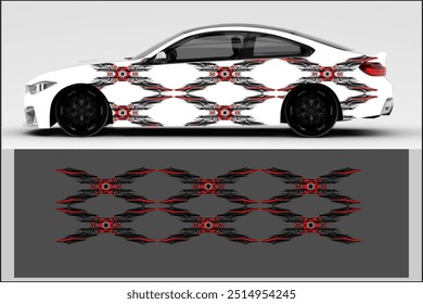 vector wrap car design with unique line pattern and bright colors