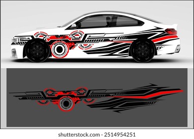 vector wrap car design with unique line pattern and bright colors