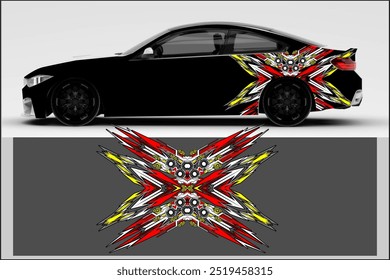 vector wrap car design with unique line patterns and bright color combinations