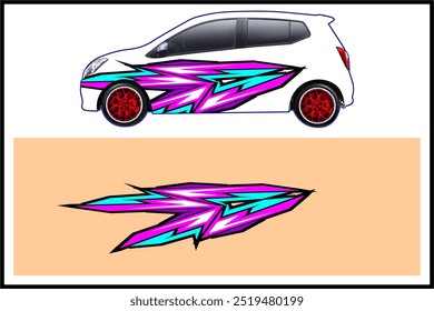 vector wrap car design with unique and modern line patterns and bright colors, my own work not ai generate