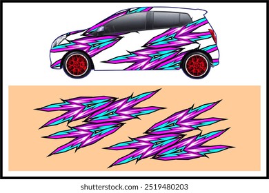 vector wrap car design with unique and modern line patterns and bright colors, my own work not ai generate