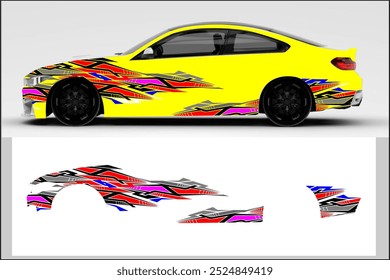 vector wrap car design with unique line pattern and bright colors, my own work, not AI generated