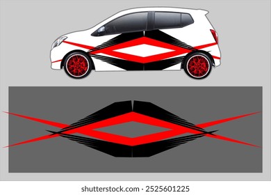 design de carro de envoltório vetorial com padrões de linha exclusivos e cores brilhantes, meu próprio trabalho, não gerado AI