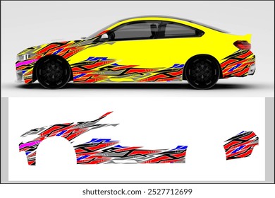 vector wrap car design with unique line pattern and bright color combination, my own work not ai generate
