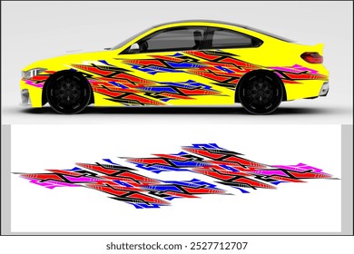 vector wrap car design with unique line pattern and bright color combination, my own work not ai generate