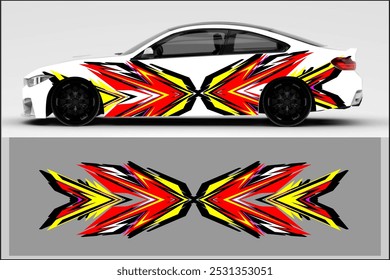 vector wrap car design with unique line patterns and bright color combinations