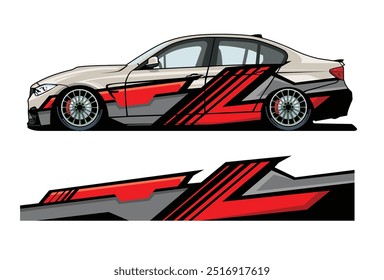 vector wrap design for car livery with red, grey and black colors