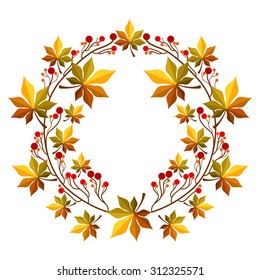 Vector wreath with autumn leaves