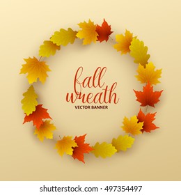 Vector wreath of autumn leaves. 
