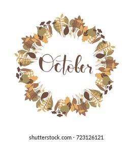 Vector wreath of autumn leaves