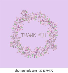 Vector wreath with branches and leaves. May used as greeting and invitation cards, wedding decor