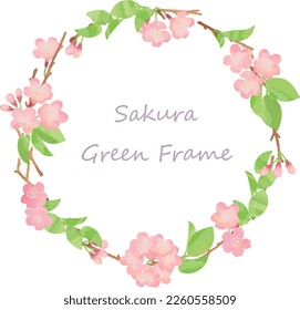 Vector wreath with cherry blossom.Hand drawn illustration.